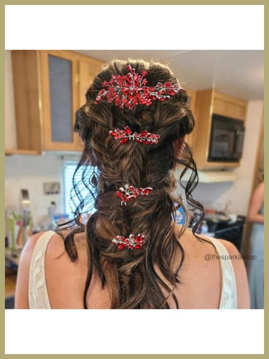 4pcs Crystal Wedding Hair Side Combs Rhinestone Hair Pins Set for Bridal Party main image 4
